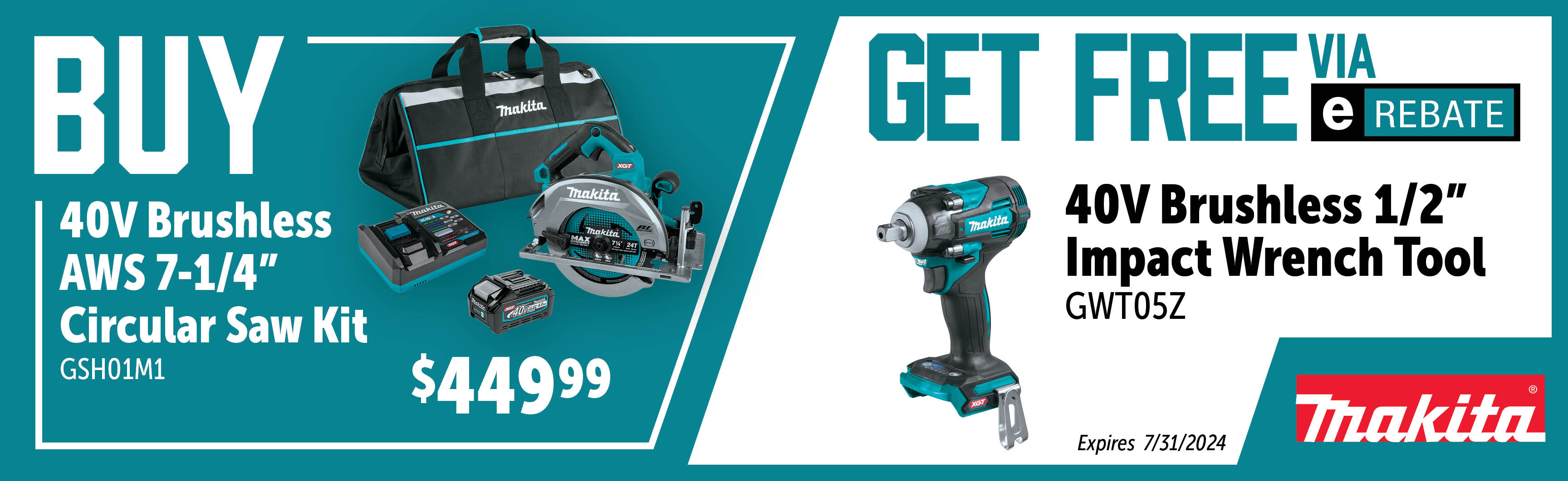 Makita May - July: Buy a GSH01M1 and Get a Free GWT05Z Via E-Rebate