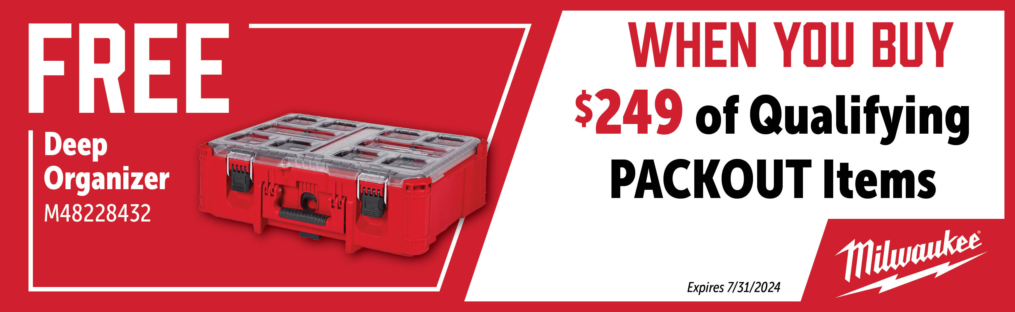 Milwaukee May - July: Buy $249 of Qualifying Packout and Get a Free M48228432