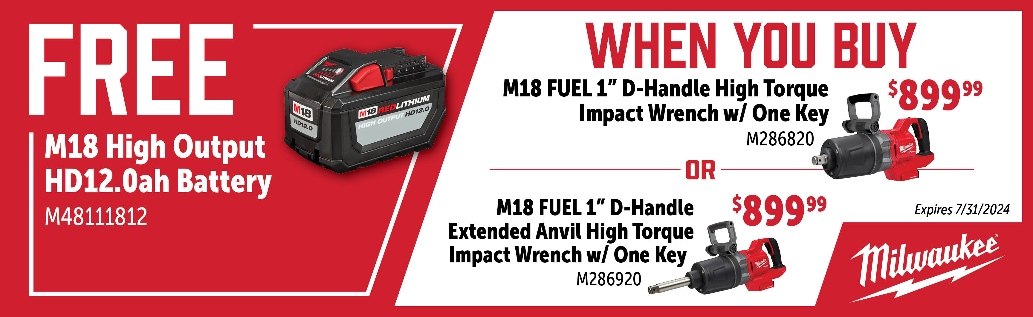Milwaukee May - July: Buy a M286820 or M286920 and Get a Free M48111812