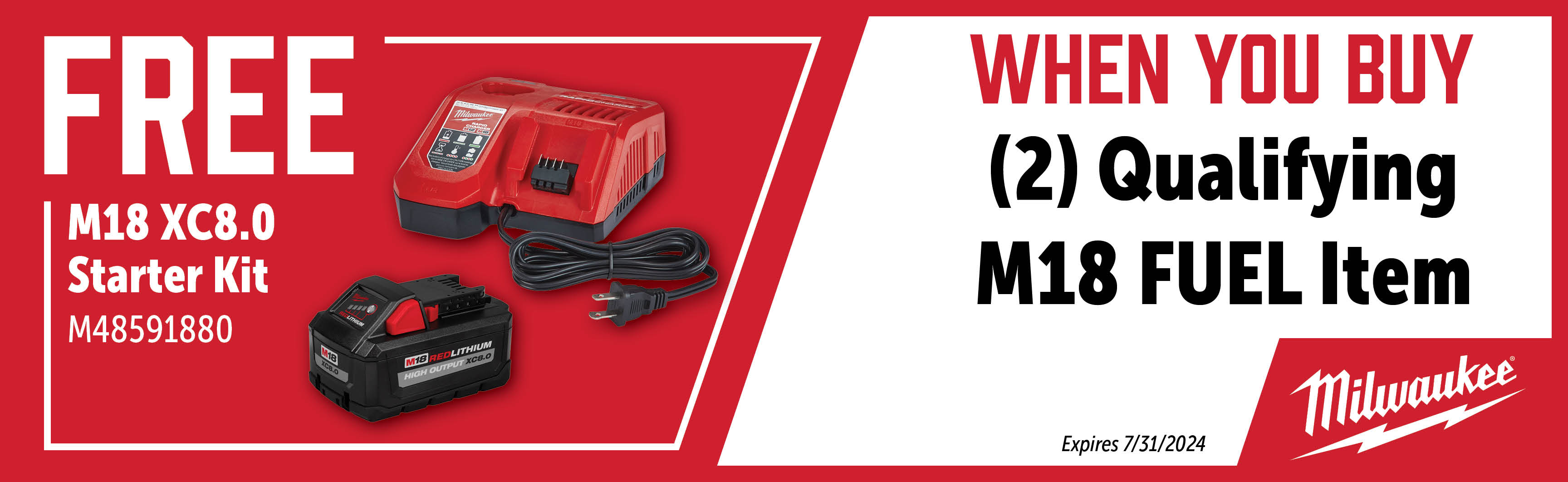 Milwaukee May - July: Buy 2 Qualifying M18 Items and Get a Free M48591880
